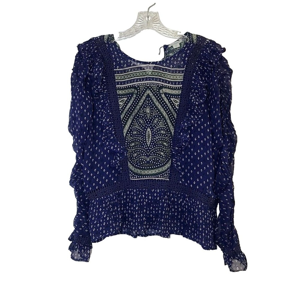Sundance Delamere Blouse Size S Victorian Sheer With Cami Crochet Ruffle DEFECT